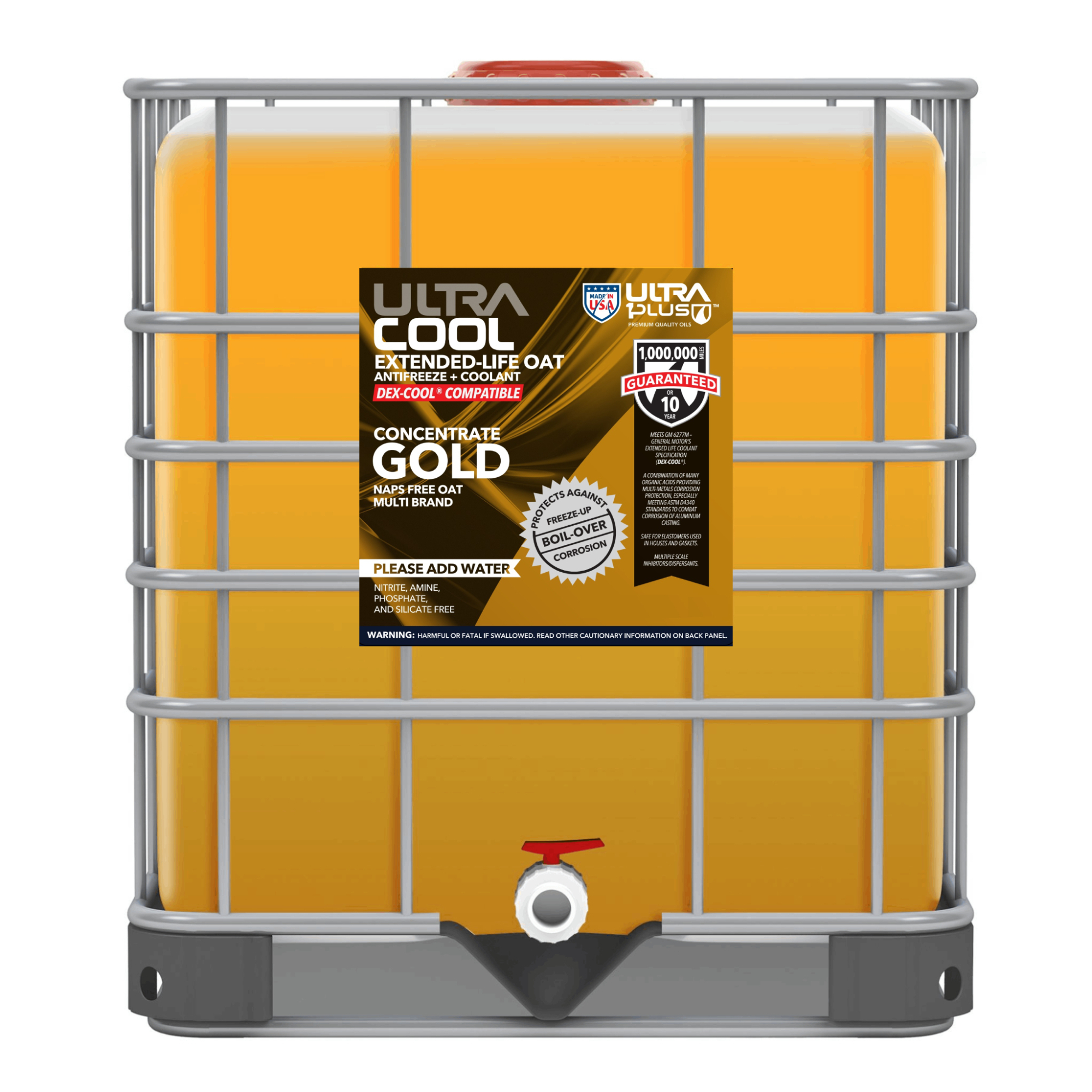 Ultra1Plus UltraCool OAT Antifreeze + Coolant Concentrate - 250 Gal., Gold, Model# UL941